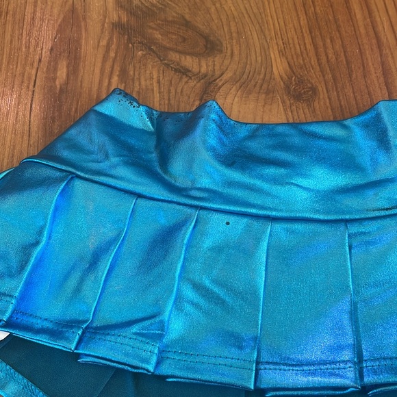 Metallic Blue Micro Mini Pleated Skirt Small - Picture 3 of 8